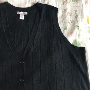 Roaman’s Black Fine Gauge Long Sweater Vest